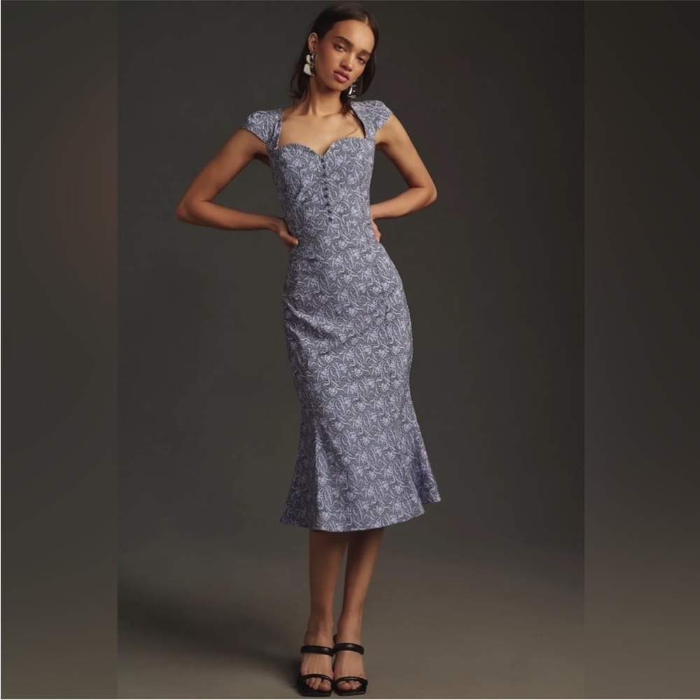 Anthropologie Cecily Sweetheart Midi Dress Sz LP - Picture 1 of 11